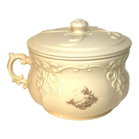 Arnel's FISHERMAN 3pc Chamber Pot 1976 Bowl with Splash Cover & Lid Vintage - Picture 7 of 12